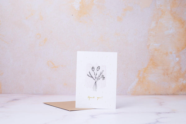 Thank you Greeting Card - Dried Flowers - TheNakedCandleCo