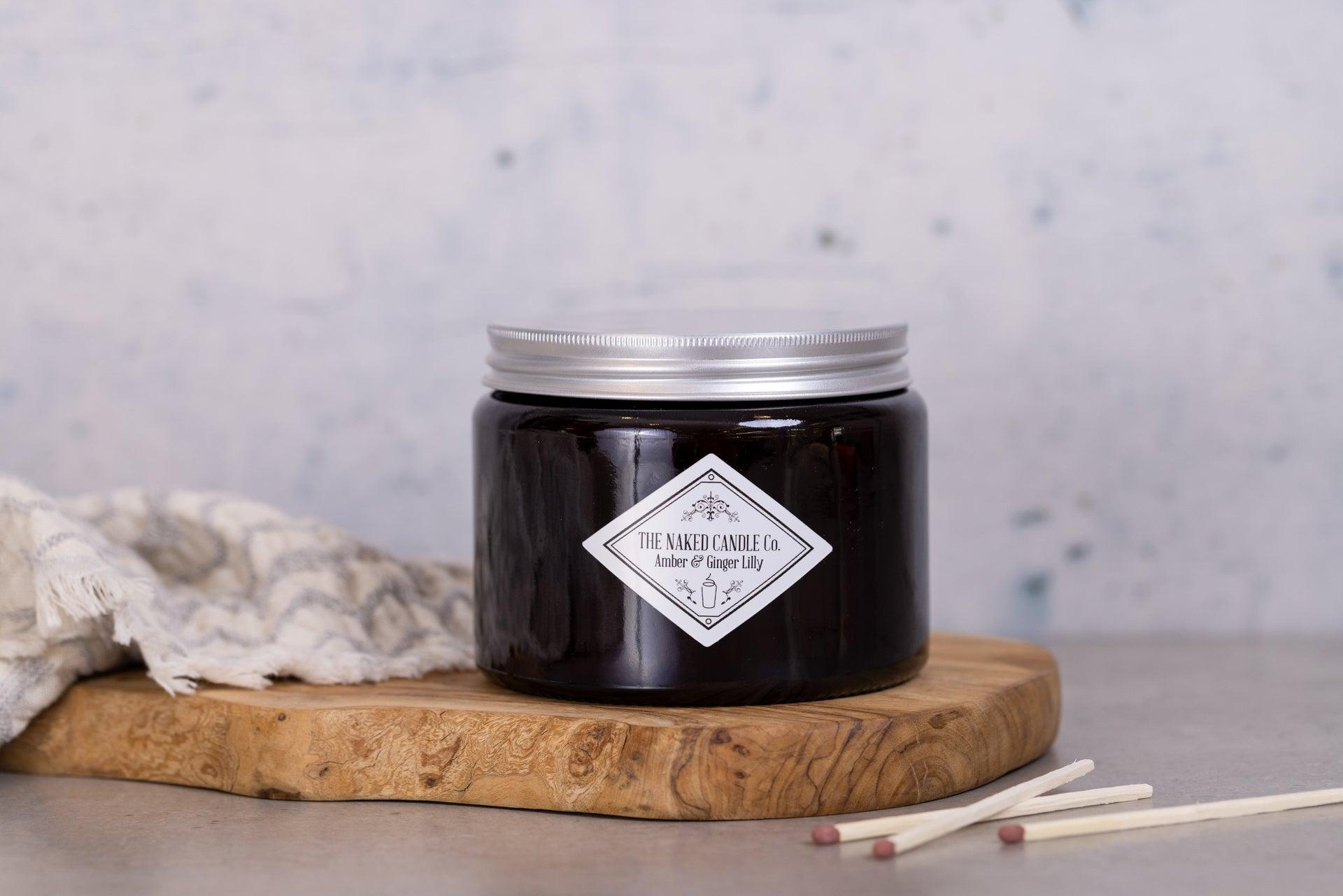 Double Wick Candle - Amber & Ginger Lily - TheNakedCandleCo