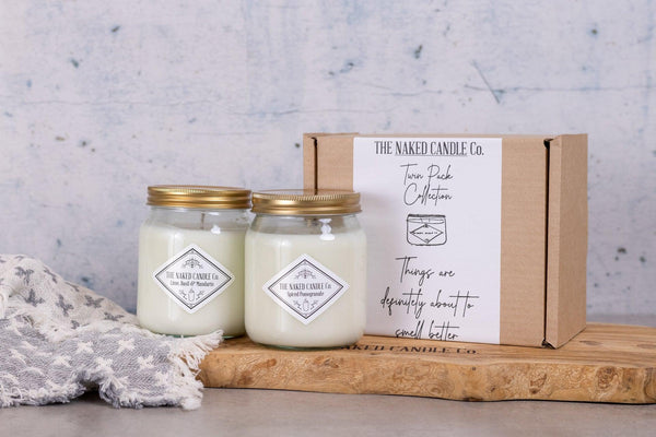 Twin Pack Signature Candles - Lime Basil and Mandarin Candle // Spiced Pomegranate - TheNakedCandleCo